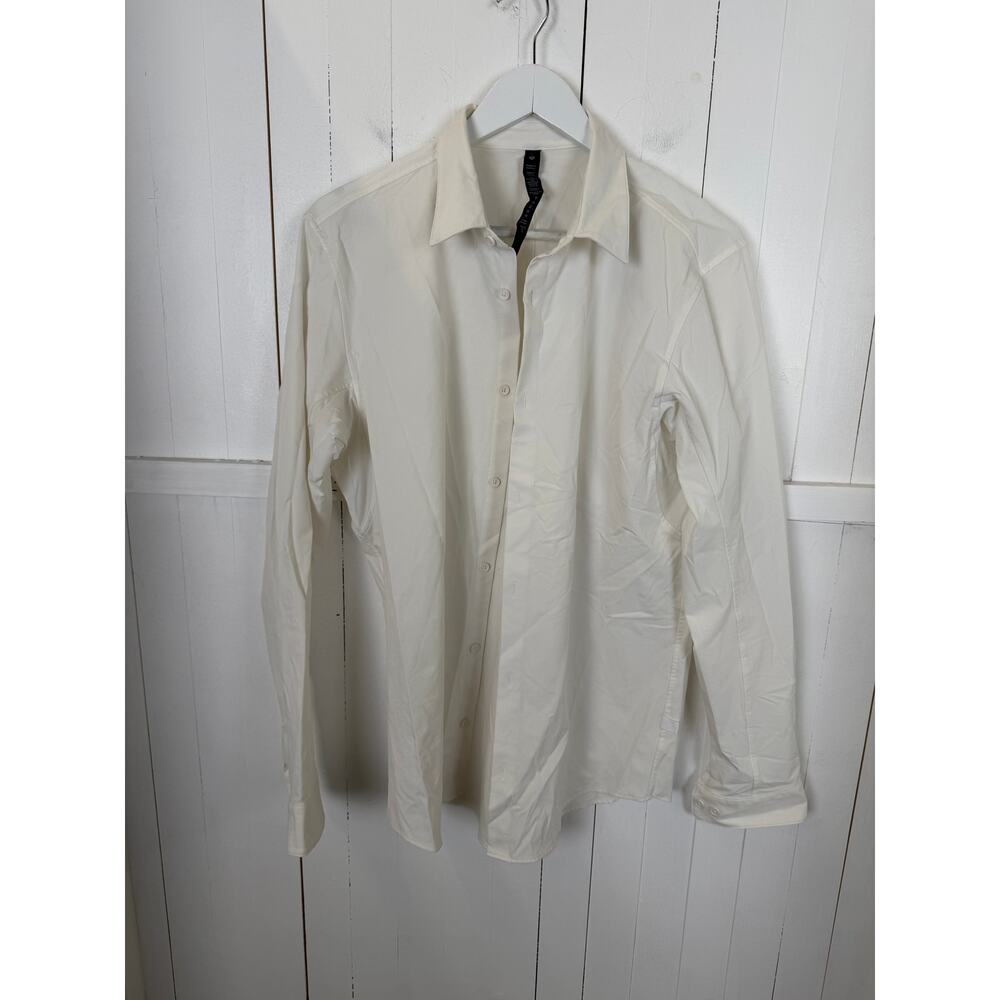 Lululemon Men's White Button-Down Shirt Size L